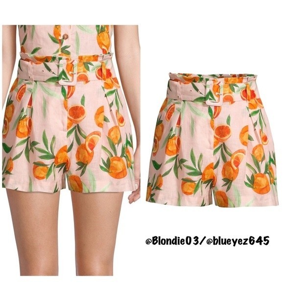Parker Pants - Parker Carlo Orange Print Linen Shorts 6 NWOT
